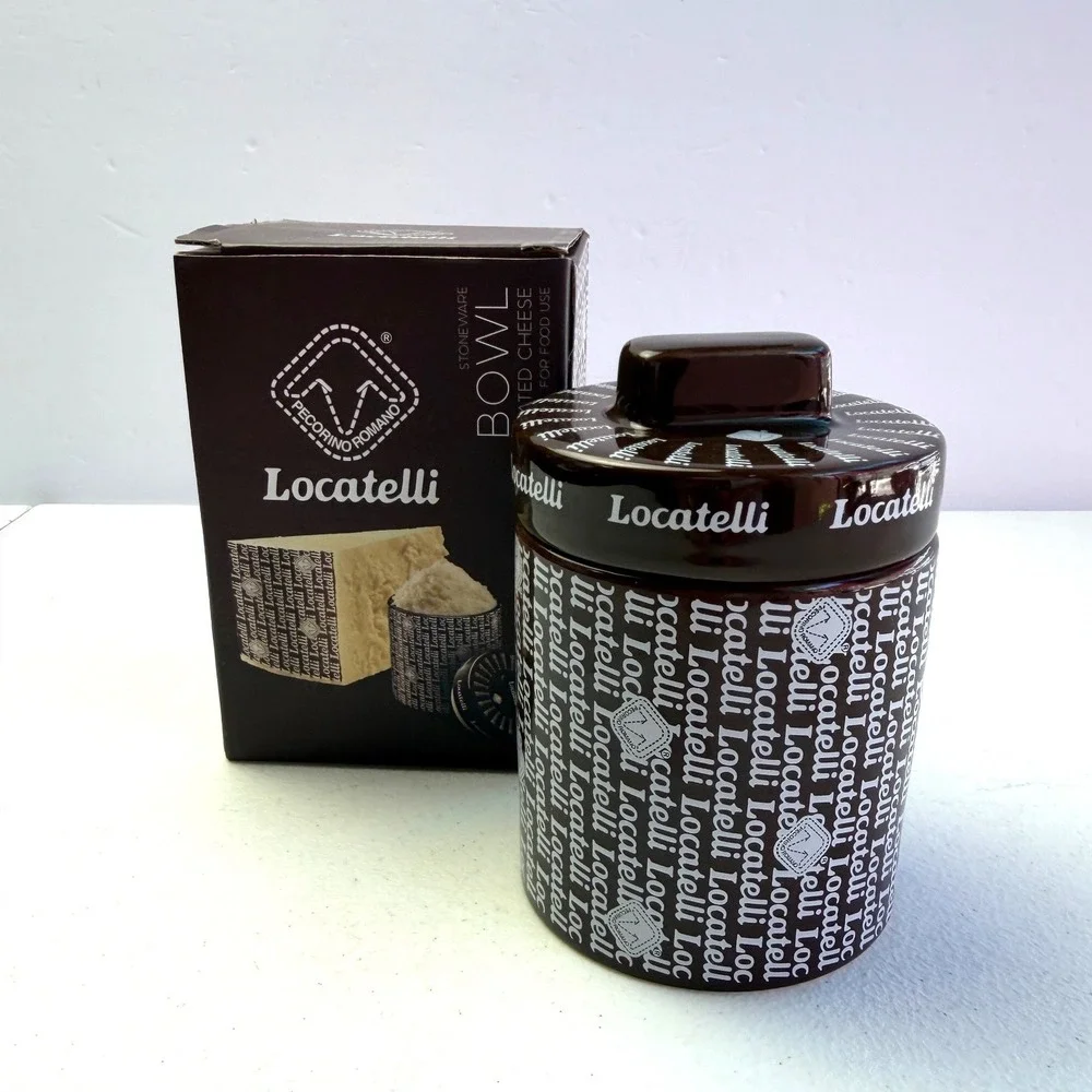Locatelli Pecorino Romano Grated Cheese Stoneware Bowl Lid Brown Logo Kitchen 5